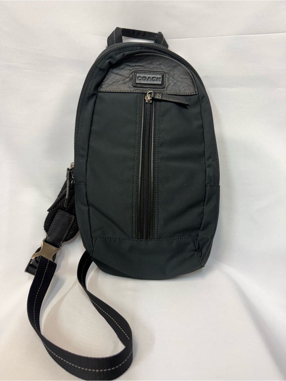 COACH Black Men's Belt Sling Bag with Front Zip